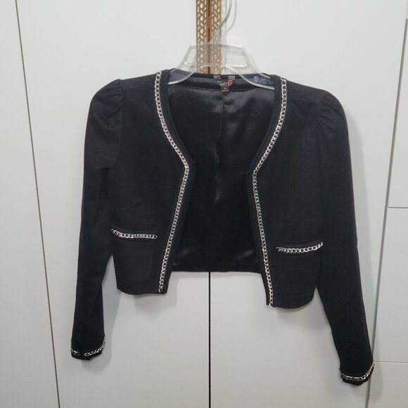 Guess Cropped Long Sleeves Jacket Women's Size XS Black - Picture 1 of 4